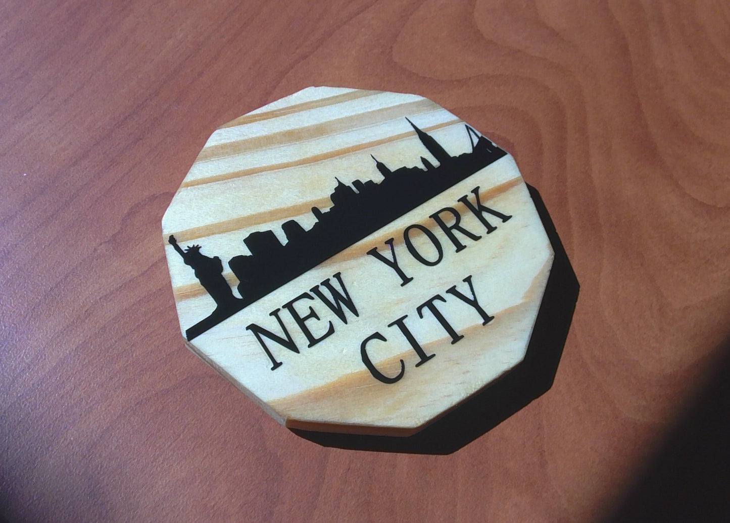 City Skyline 4" Oak Coasters
