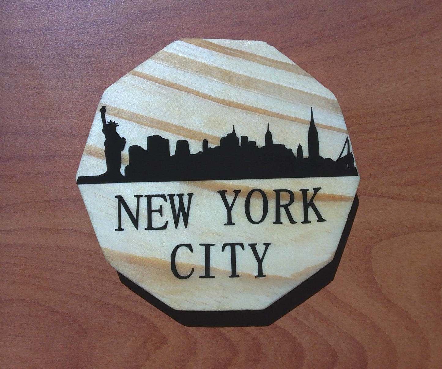City Skyline 4" Oak Coasters